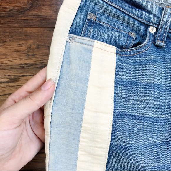 rag & bone • The Skinny Racer Relay jeans stripe slim zipper ankle low rise fade - Picture 9 of 14